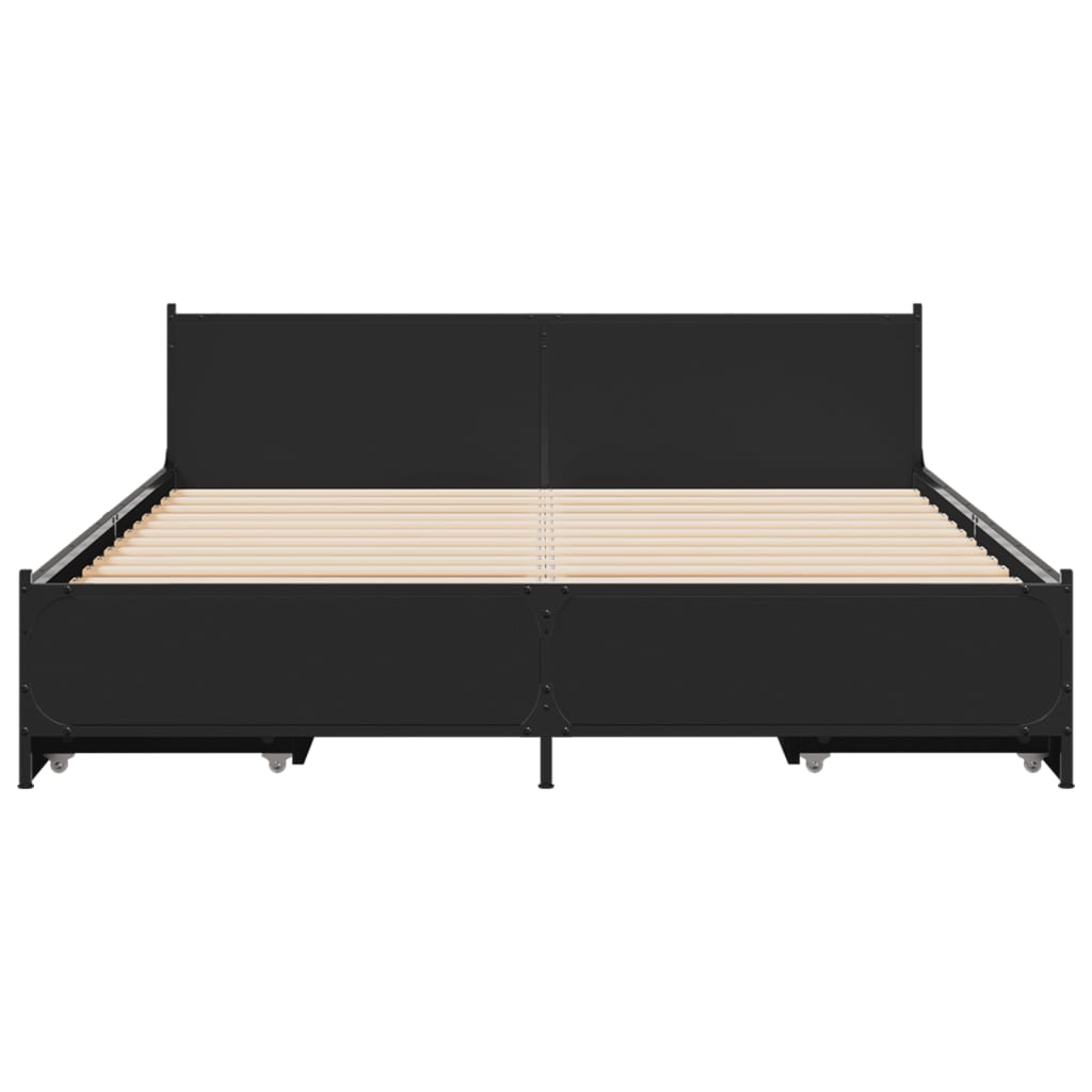 Cadre de lit avec tiroirs sans matelas noir 135x190 cm - XIOS