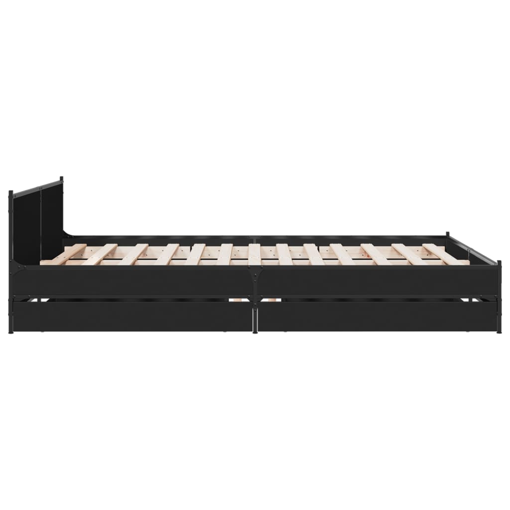 Cadre de lit avec tiroirs sans matelas noir 135x190 cm - XIOS