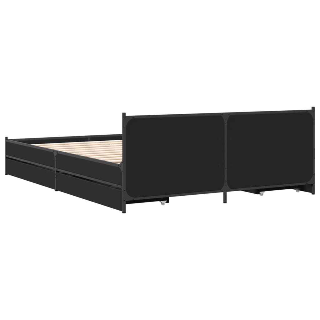 Cadre de lit avec tiroirs sans matelas noir 135x190 cm - XIOS