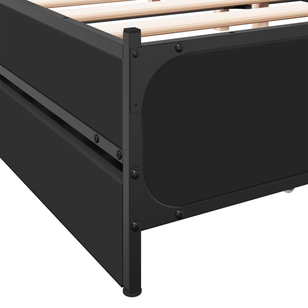 Cadre de lit avec tiroirs sans matelas noir 135x190 cm - XIOS