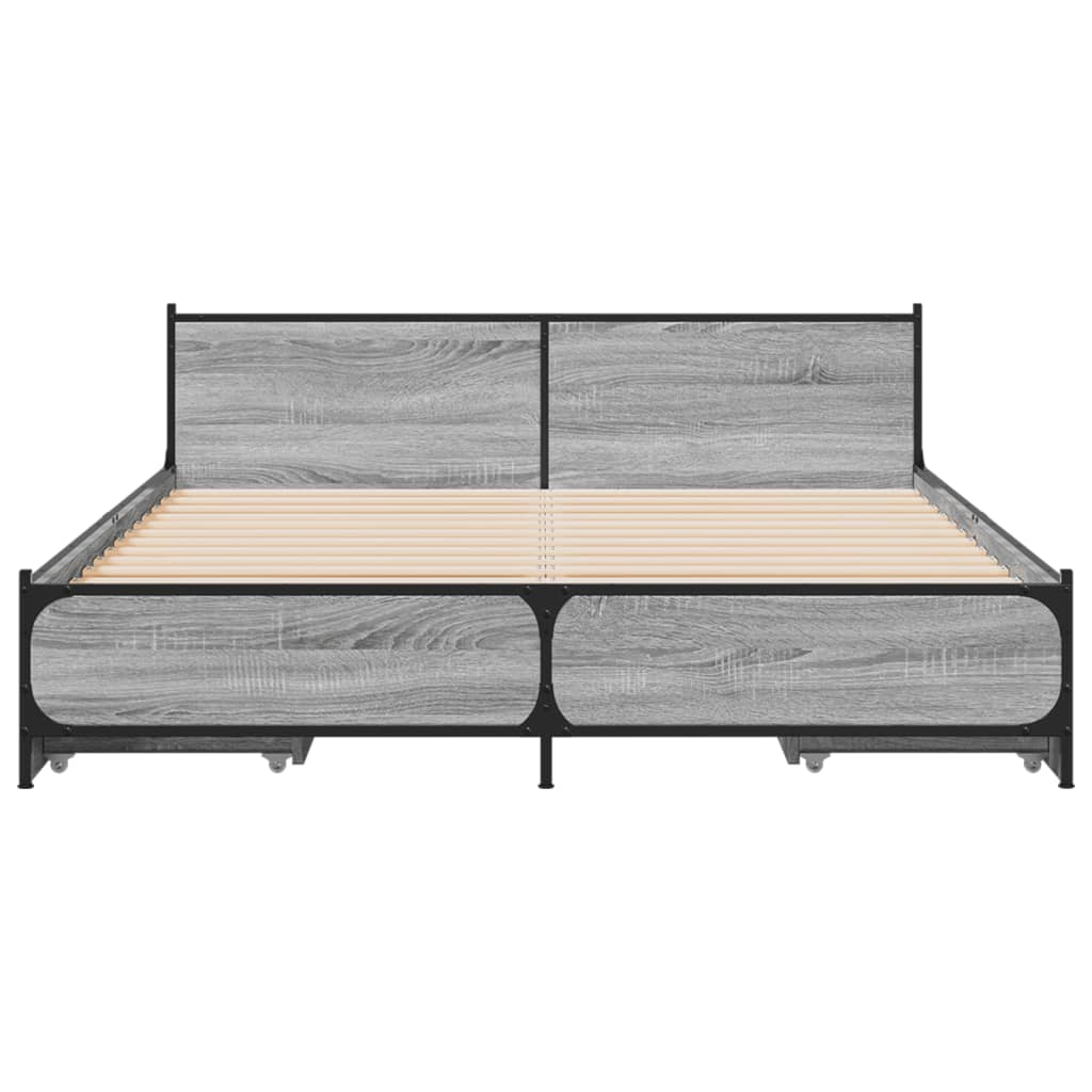 Cadre de lit avec tiroirs sans matelas sonoma gris 135x190 cm - XIOS