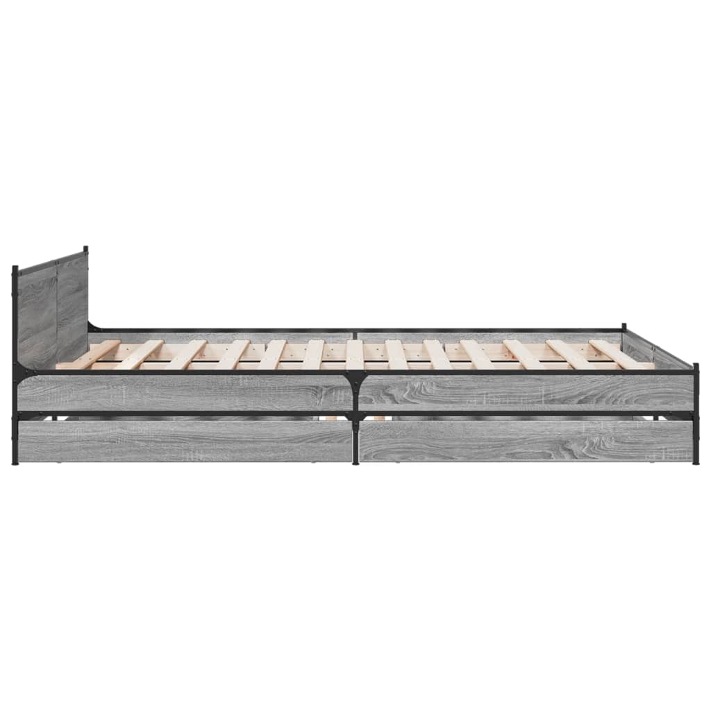 Cadre de lit avec tiroirs sans matelas sonoma gris 135x190 cm - XIOS