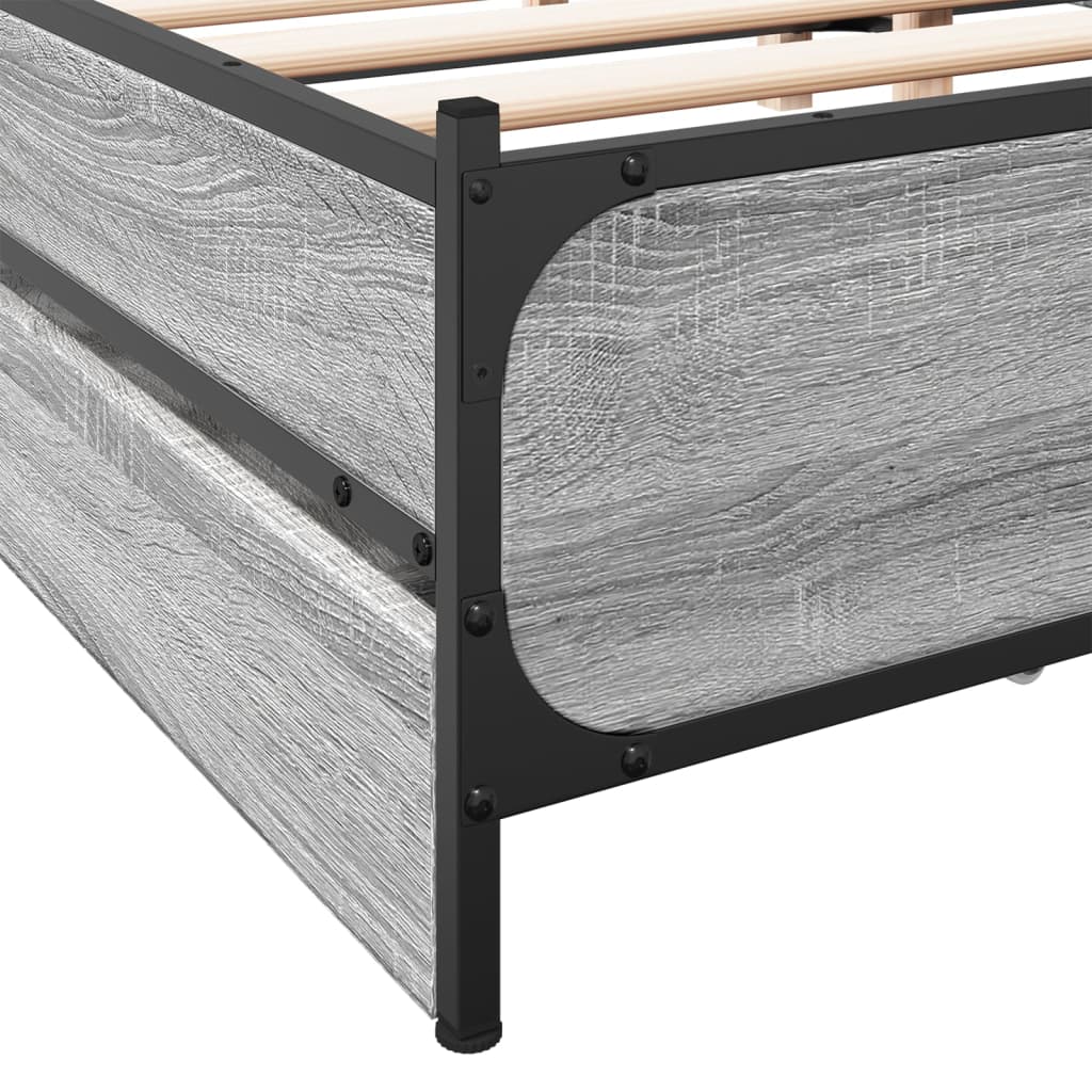 Cadre de lit avec tiroirs sans matelas sonoma gris 135x190 cm - XIOS
