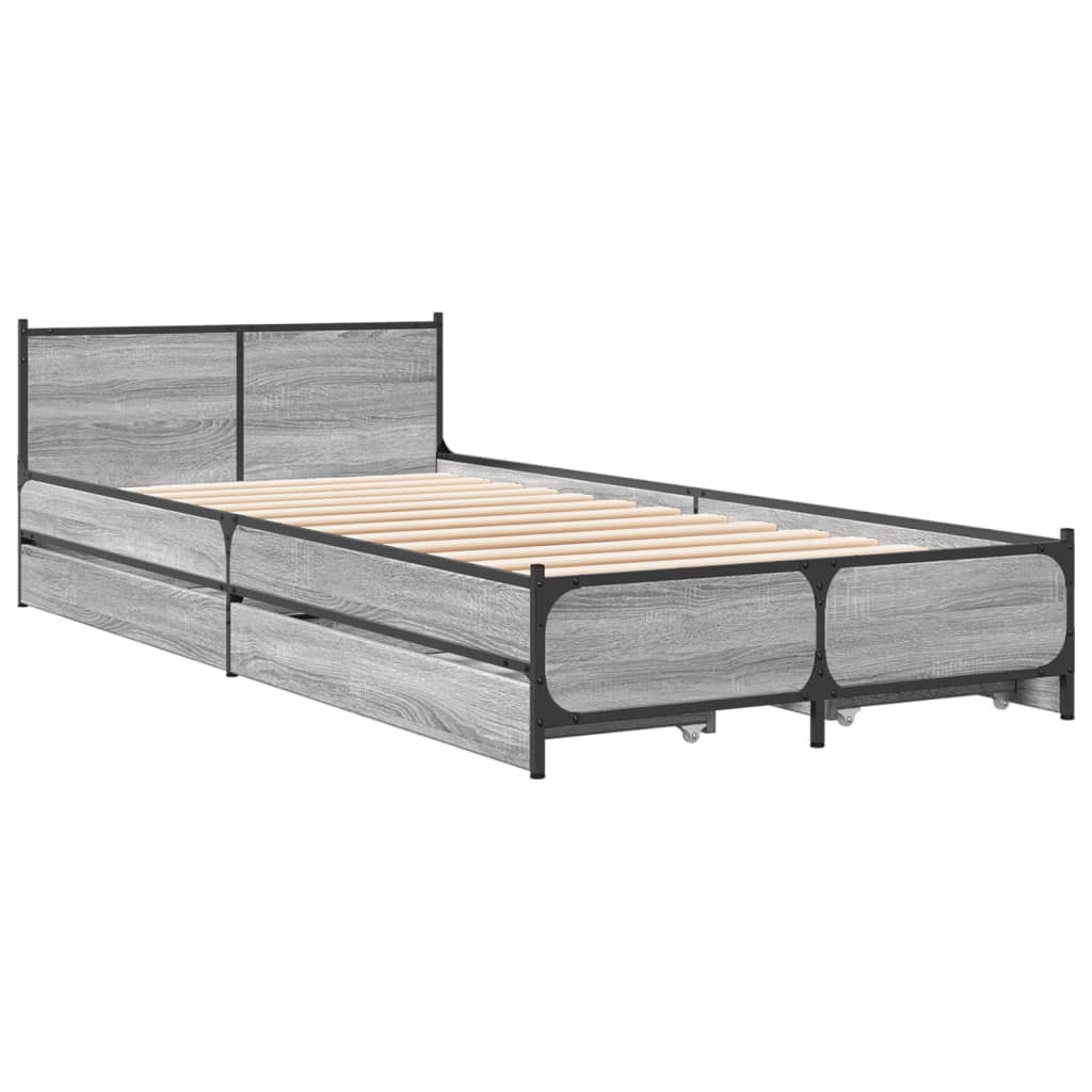 Cadre de lit avec tiroirs sans matelas sonoma gris 100x200 cm - XIOS