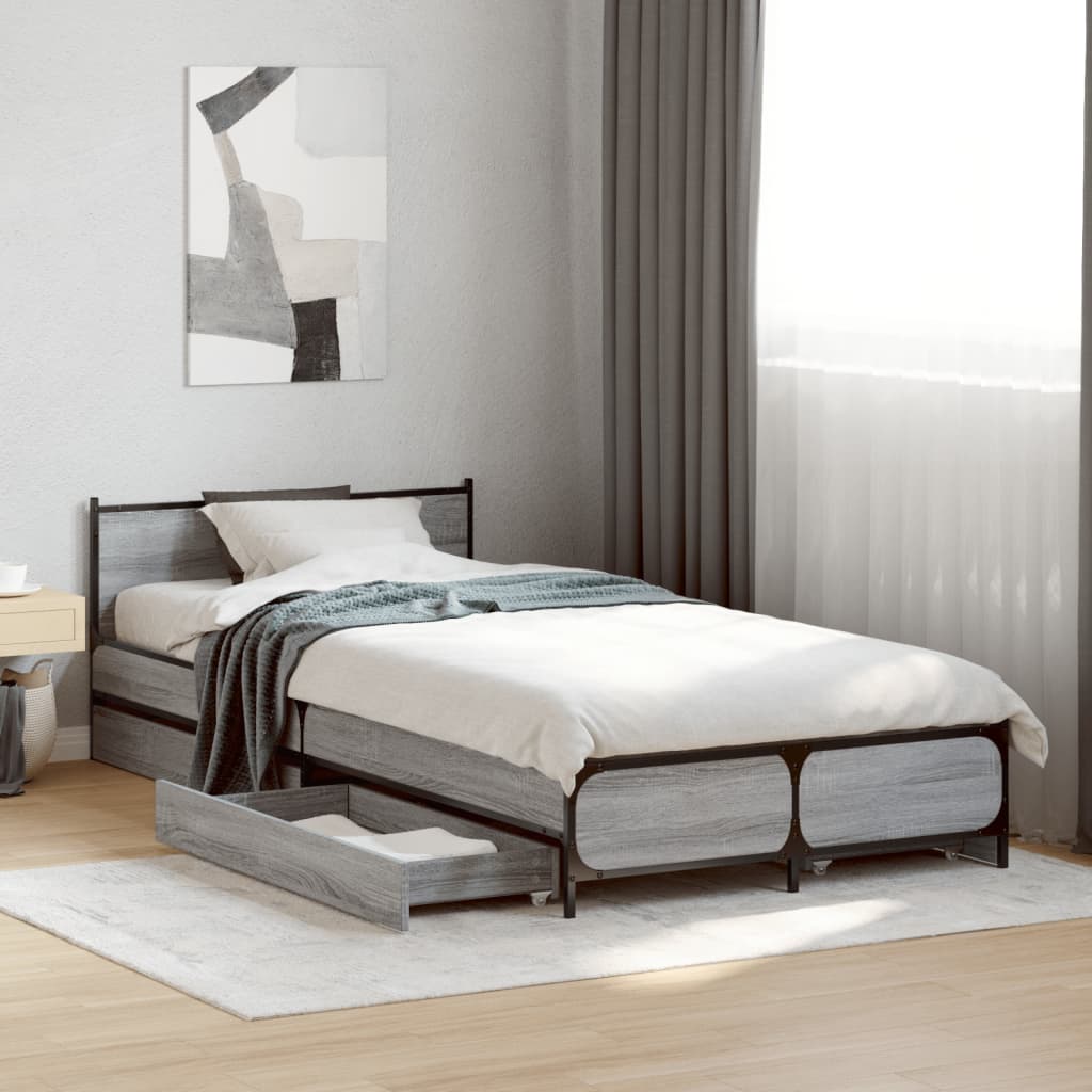 Cadre de lit avec tiroirs sans matelas sonoma gris 100x200 cm - XIOS