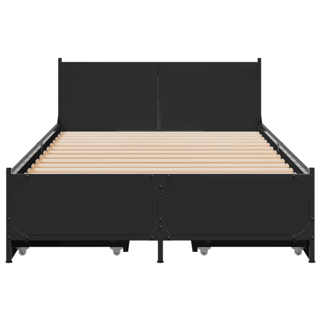 Cadre de lit avec tiroirs sans matelas noir 90x200 cm - XIOS