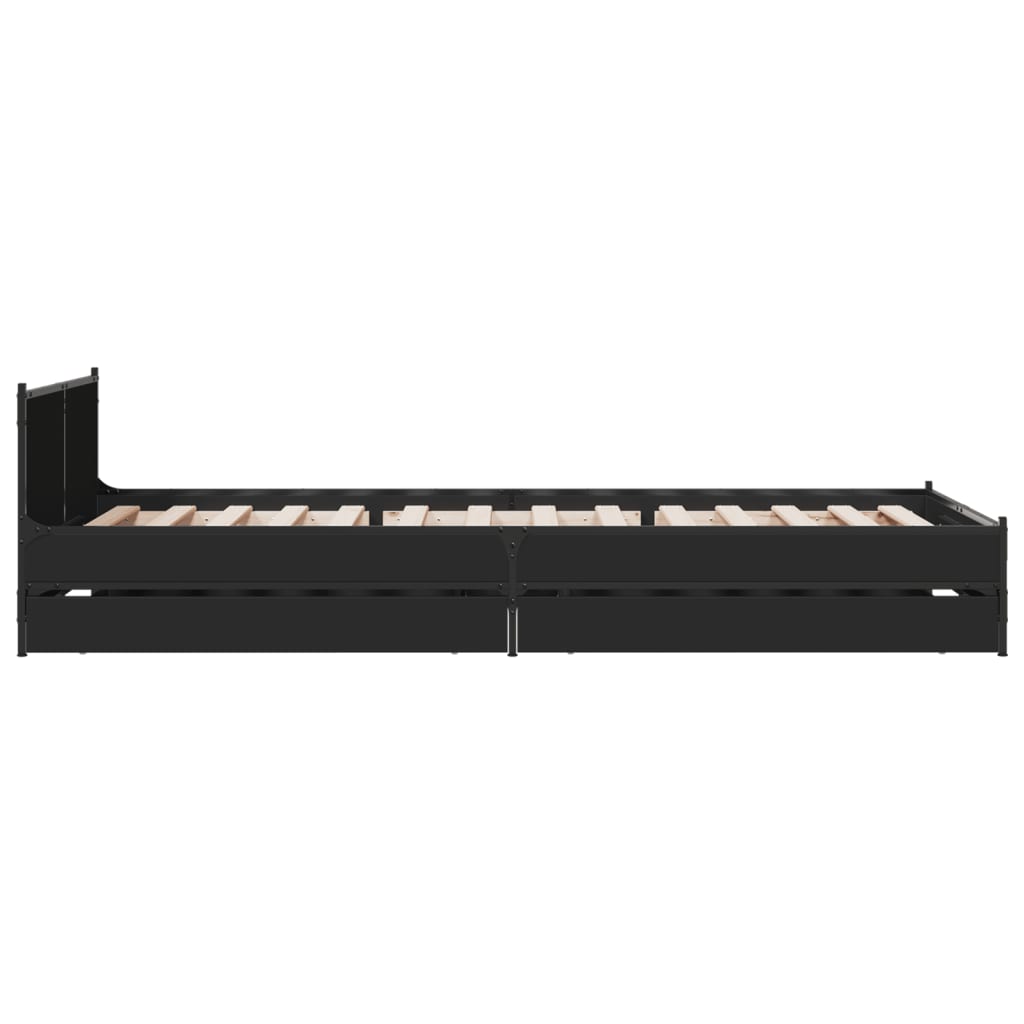 Cadre de lit avec tiroirs sans matelas noir 90x200 cm - XIOS