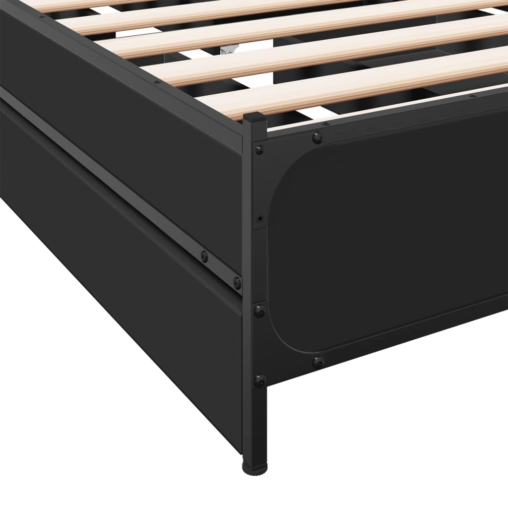 Cadre de lit avec tiroirs sans matelas noir 90x200 cm - XIOS