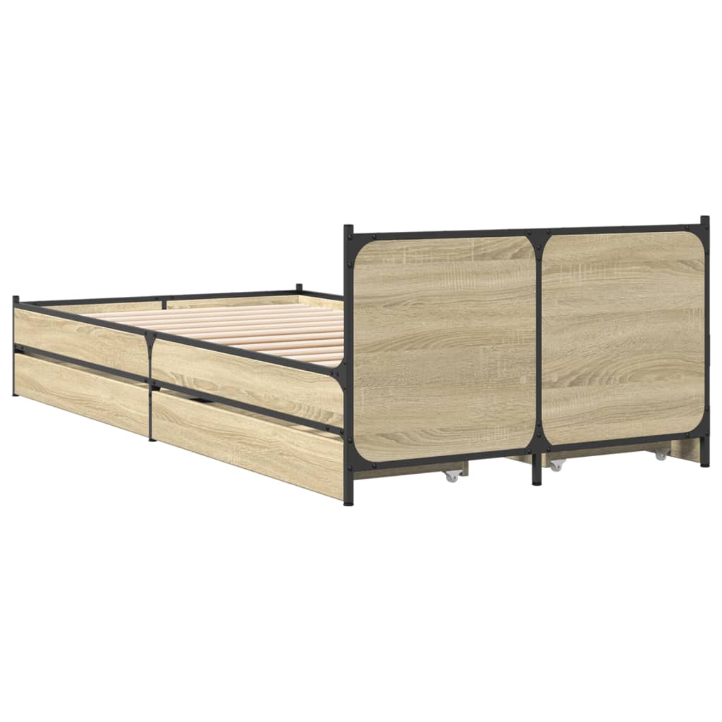 Cadre de lit avec tiroirs sans matelas chêne sonoma 75x190 cm - XIOS