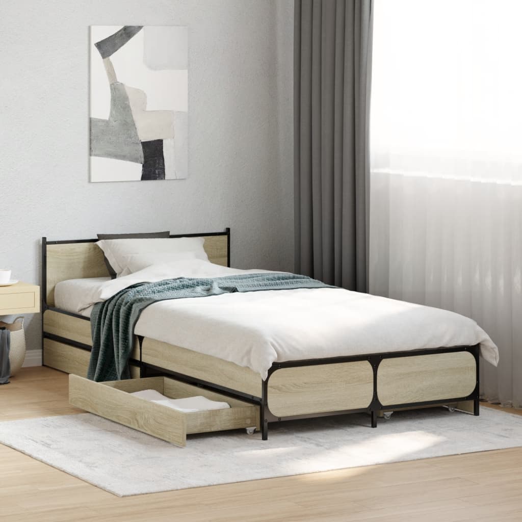 Cadre de lit avec tiroirs sans matelas chêne sonoma 75x190 cm - XIOS
