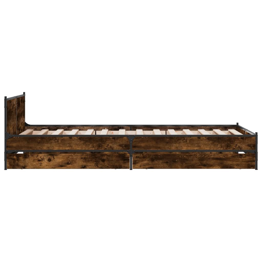 Cadre de lit avec tiroirs sans matelas chêne fumé 75x190 cm - XIOS