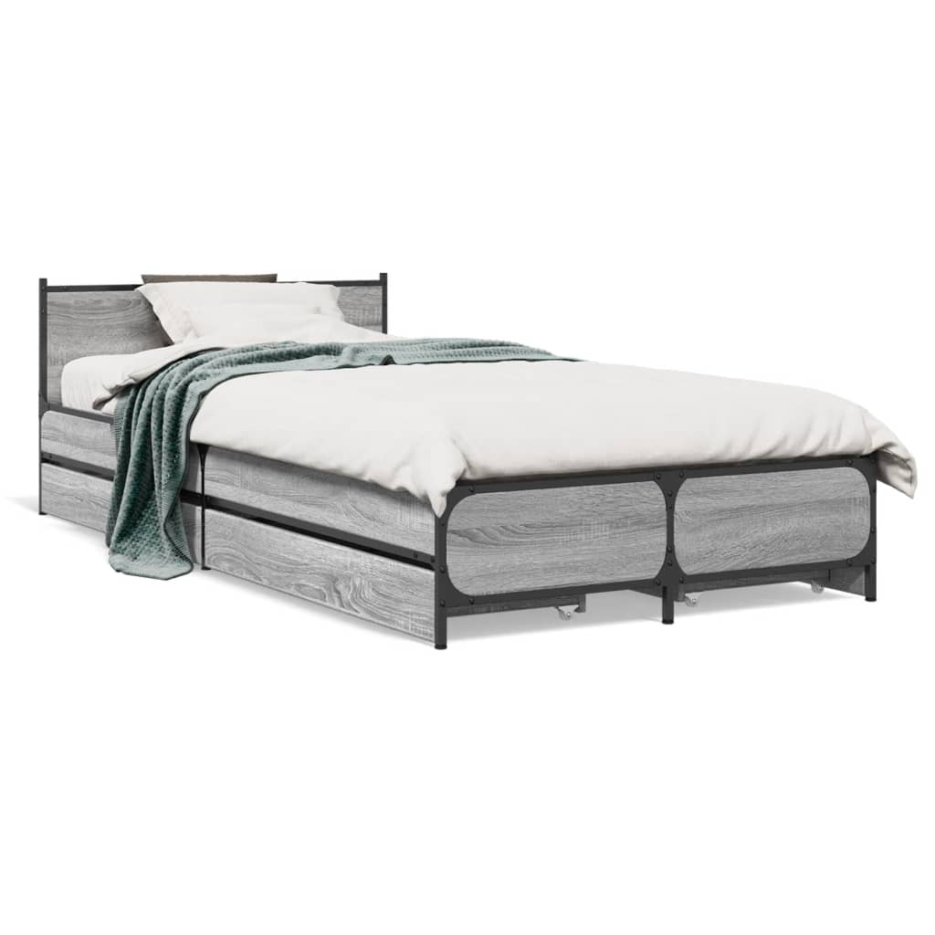 Cadre de lit avec tiroirs sans matelas sonoma gris 75x190 cm - XIOS