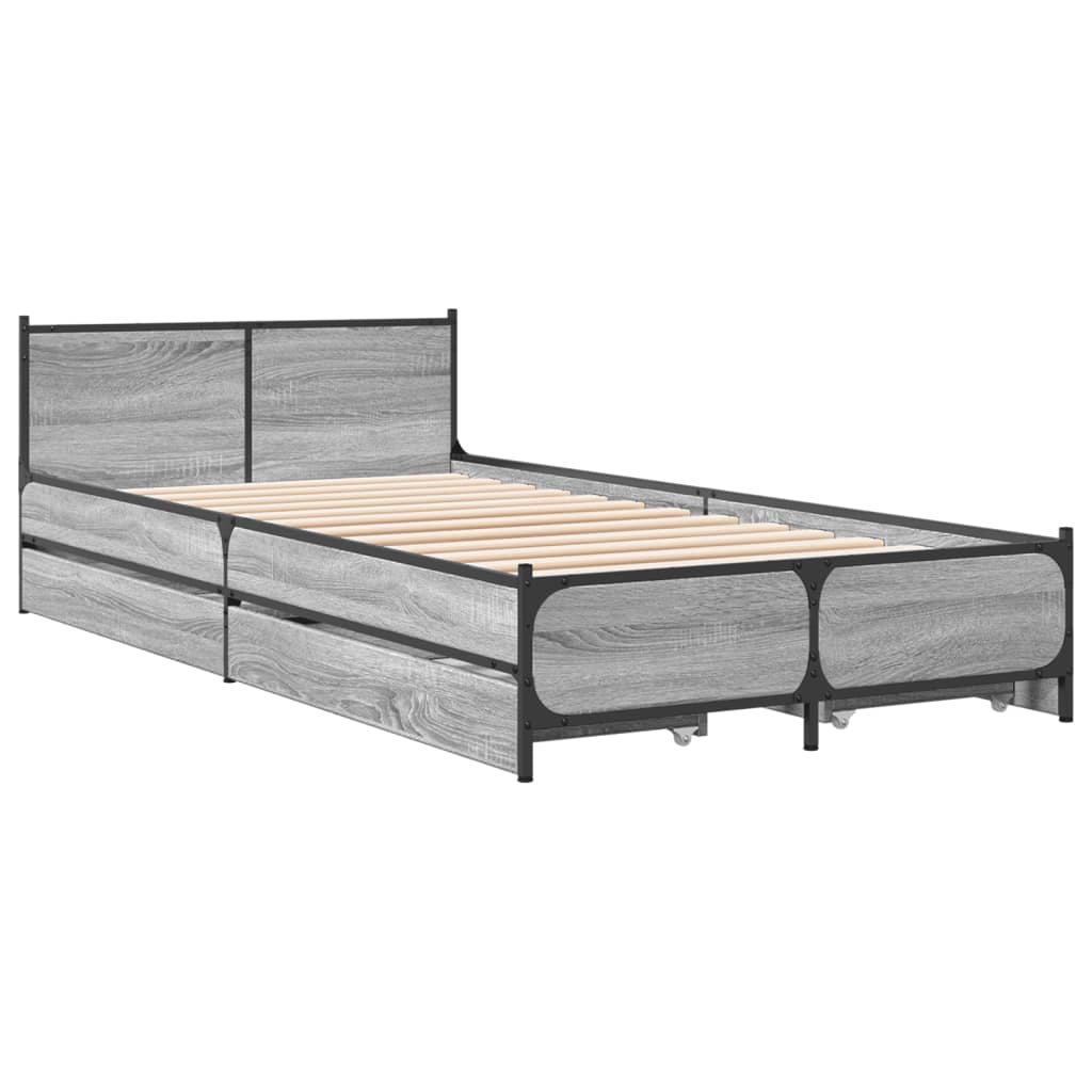 Cadre de lit avec tiroirs sans matelas sonoma gris 75x190 cm - XIOS