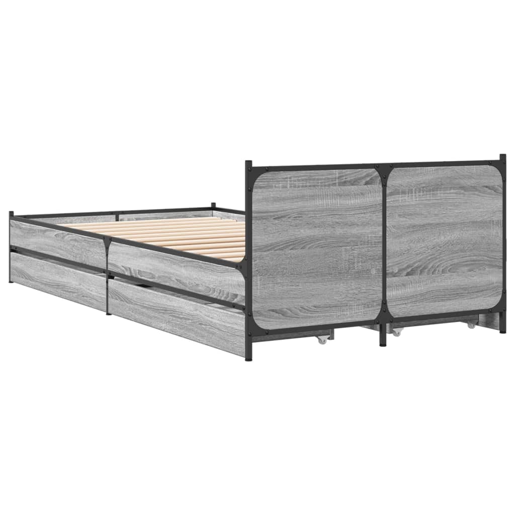 Cadre de lit avec tiroirs sans matelas sonoma gris 75x190 cm - XIOS