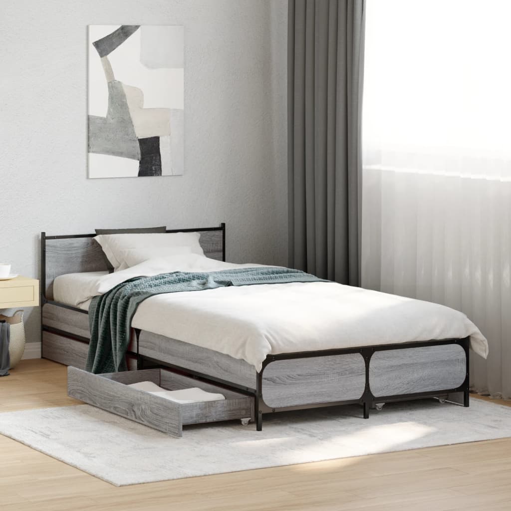 Cadre de lit avec tiroirs sans matelas sonoma gris 75x190 cm - XIOS