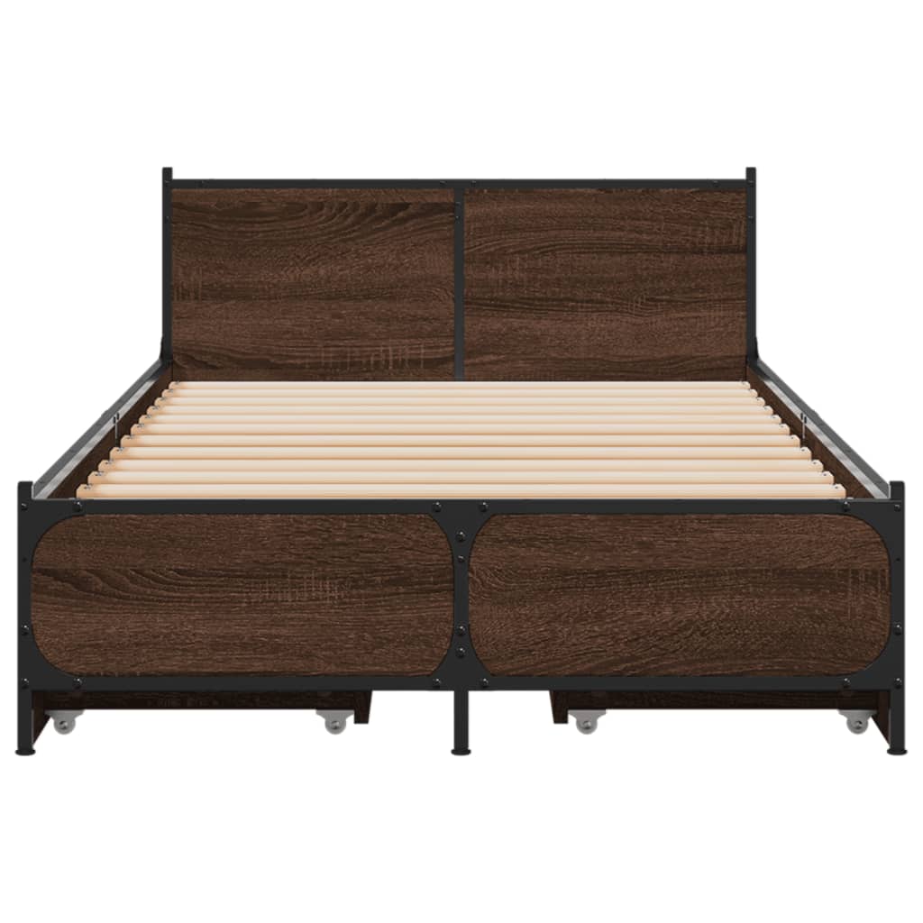 Cadre de lit avec tiroirs sans matelas chêne marron 75x190 cm - XIOS