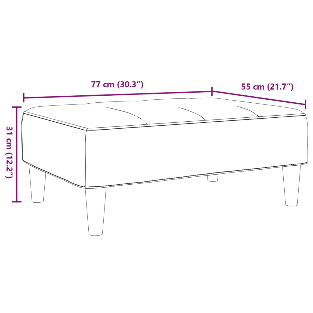 Repose-pied gris clair 77x55x31 cm velours - XIOS