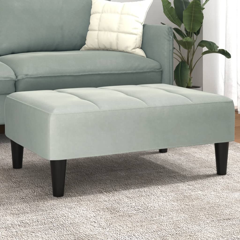Repose-pied gris clair 77x55x31 cm velours - XIOS