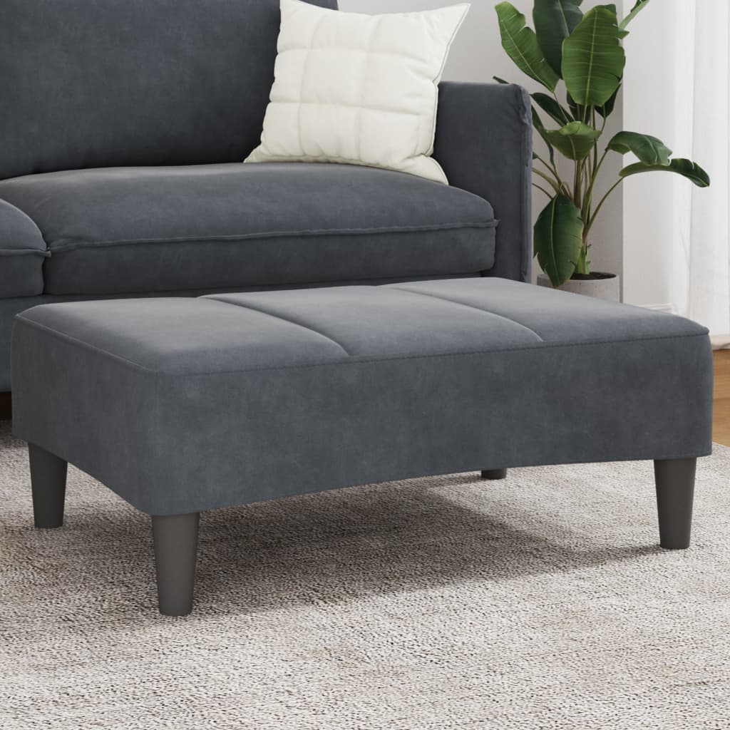 Repose-pied gris foncé 77x55x31 cm velours - XIOS