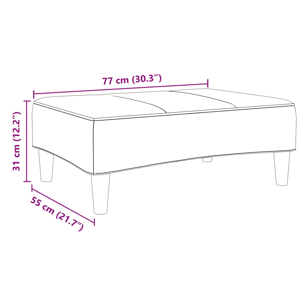 Repose-pied noir 77x55x31 cm velours - XIOS