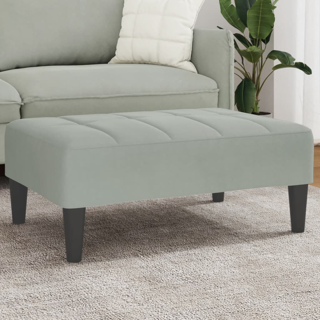 Repose-pied gris clair 77x55x31 cm velours - XIOS