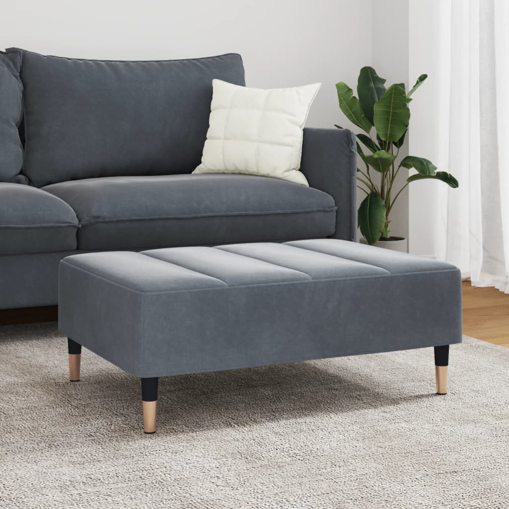 Repose-pied gris foncé 77x55x31 cm velours - XIOS