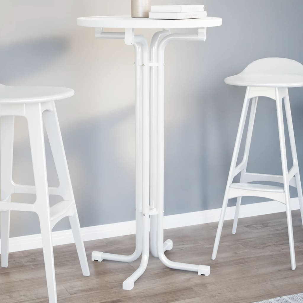 Table de bar blanc Ø60x110 cm bois d'ingénierie et acier - XIOS