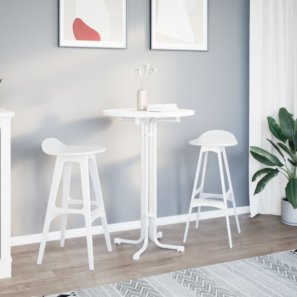 Table de bar blanc Ø70x110 cm bois d'ingénierie et acier - XIOS
