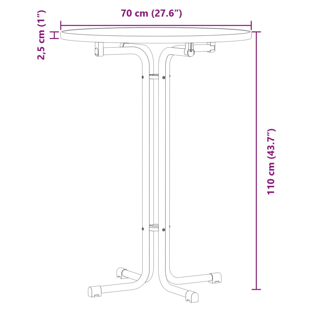 Table de bar blanc Ø70x110 cm bois d'ingénierie et acier - XIOS