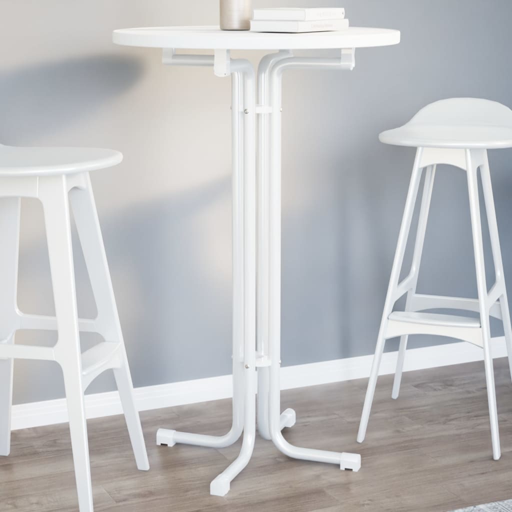 Table de bar blanc Ø70x110 cm bois d'ingénierie et acier - XIOS