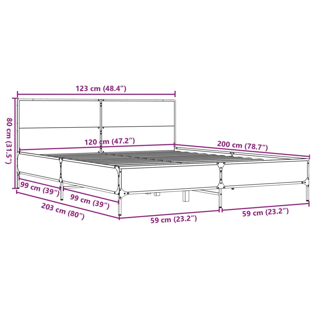 Cadre de lit sans matelas chêne fumé 120x200 cm - XIOS