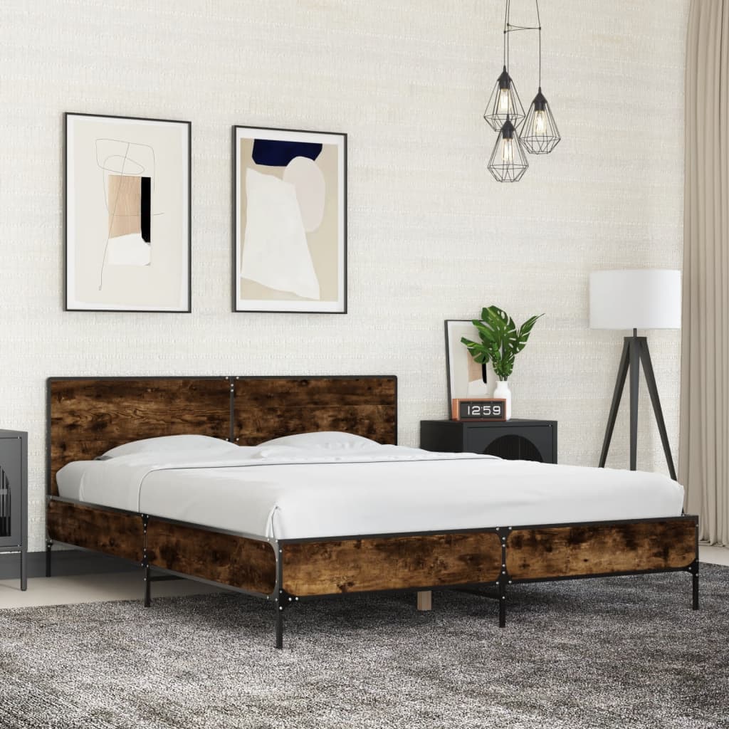 Cadre de lit sans matelas chêne fumé 150x200 cm - XIOS