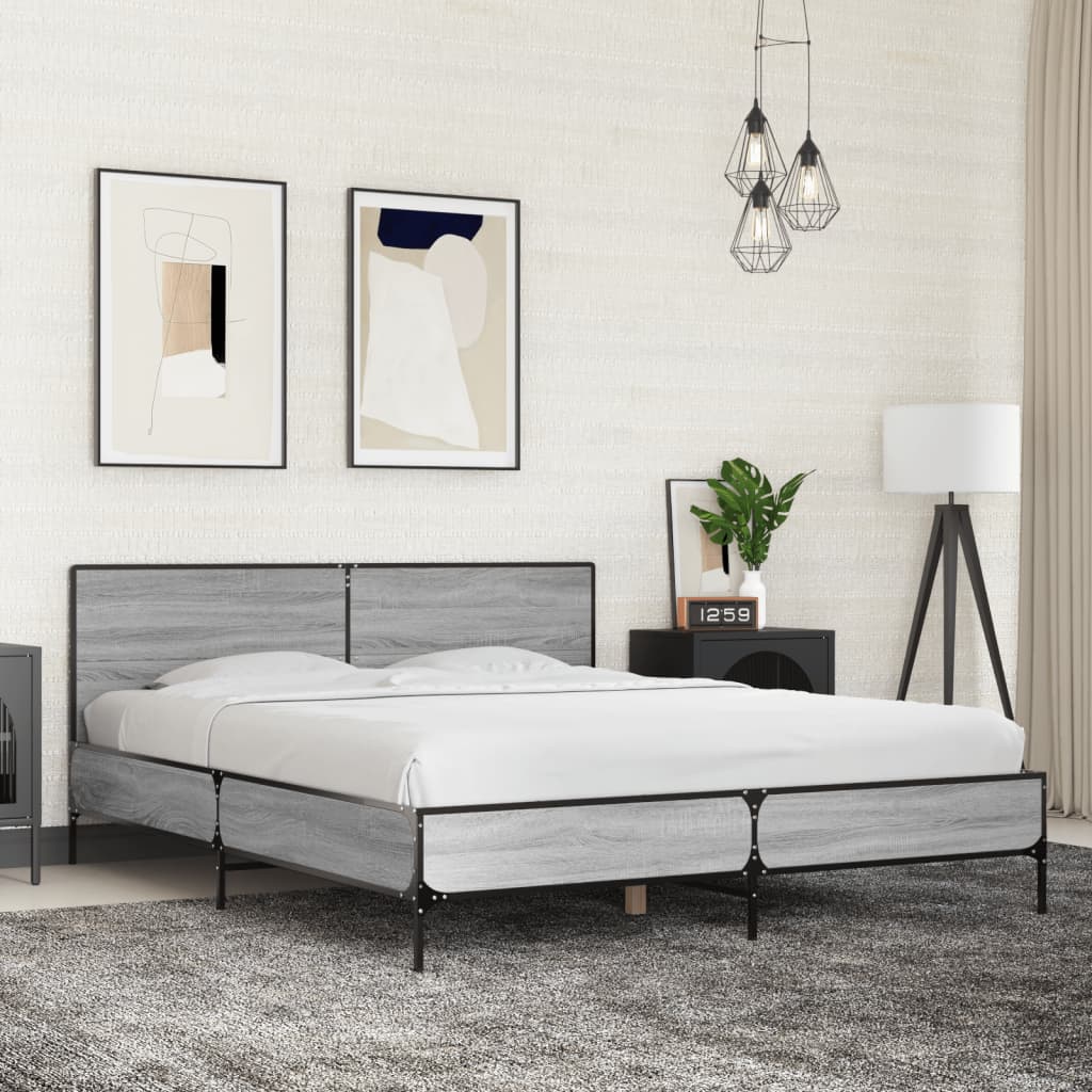 Cadre de lit sans matelas sonoma gris 150x200 cm - XIOS