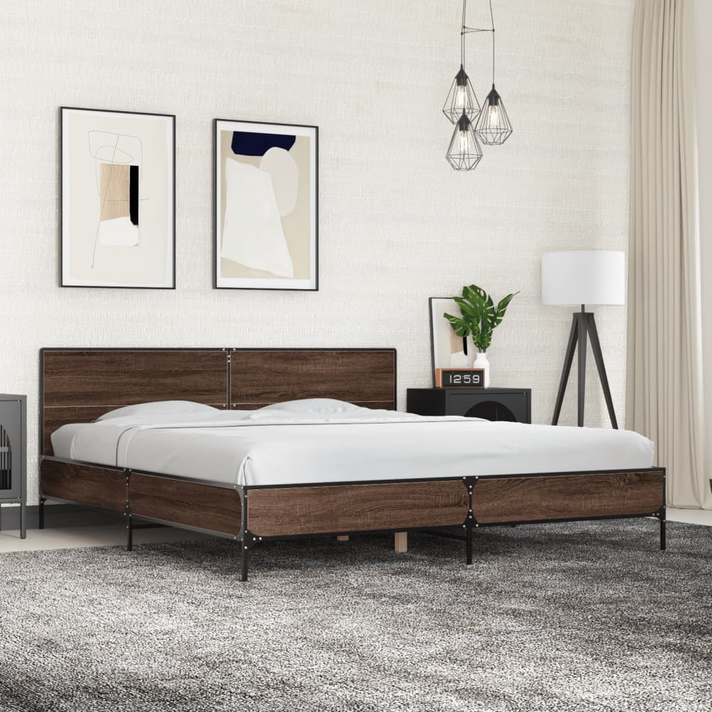 Cadre de lit sans matelas chêne marron 200x200 cm - XIOS