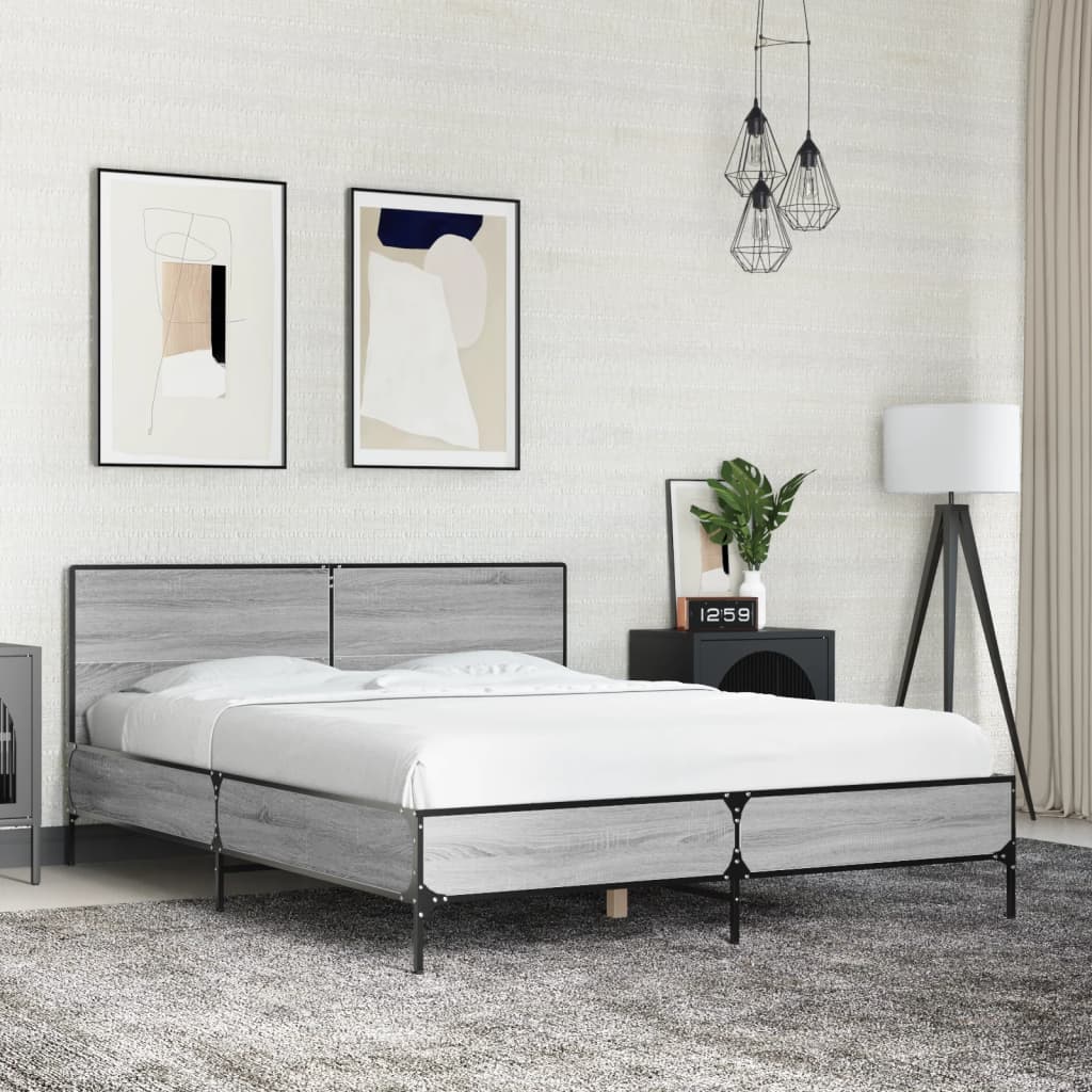 Cadre de lit sans matelas sonoma gris 135x190 cm - XIOS