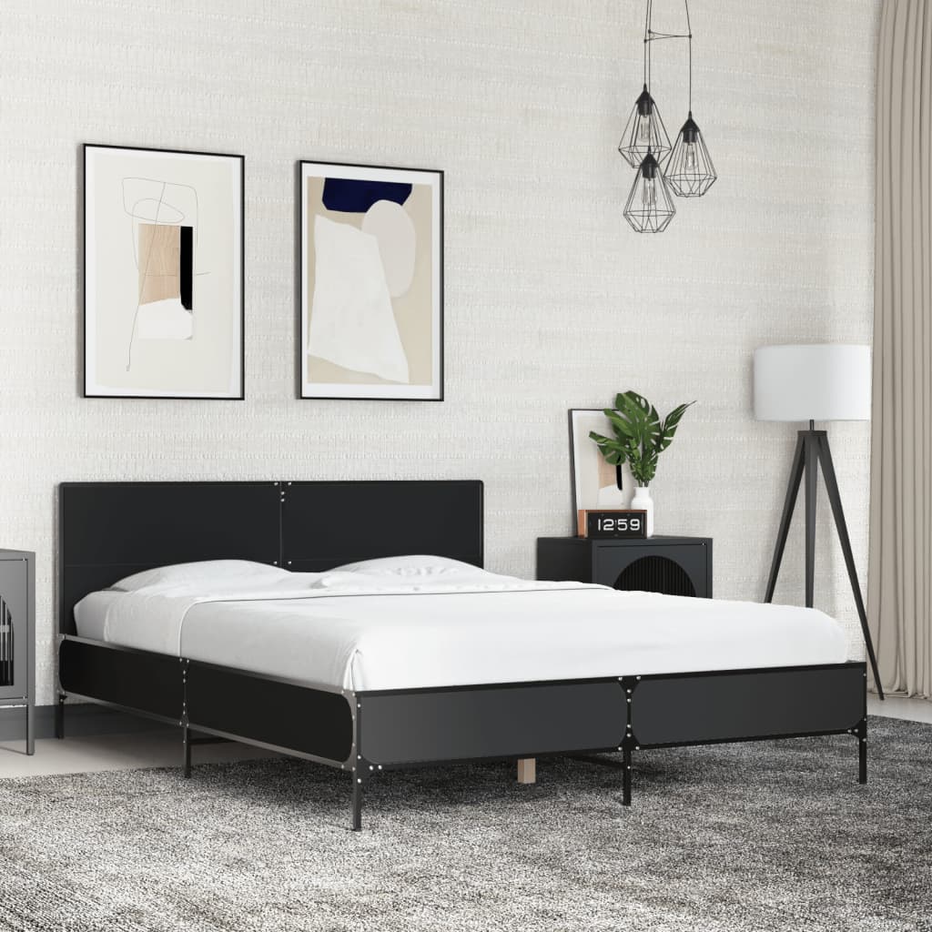 Cadre de lit sans matelas noir 140x190 cm - XIOS