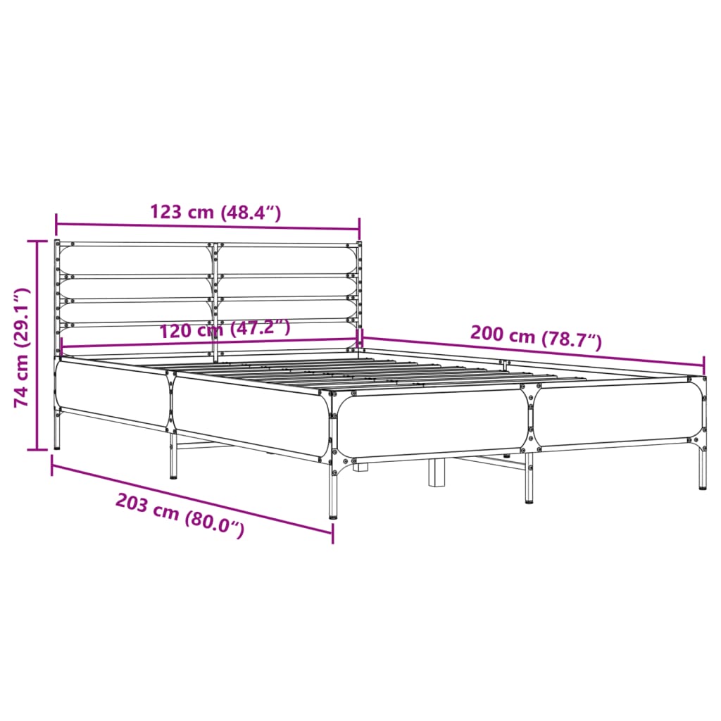 Cadre de lit sans matelas chêne marron 120x200 cm - XIOS