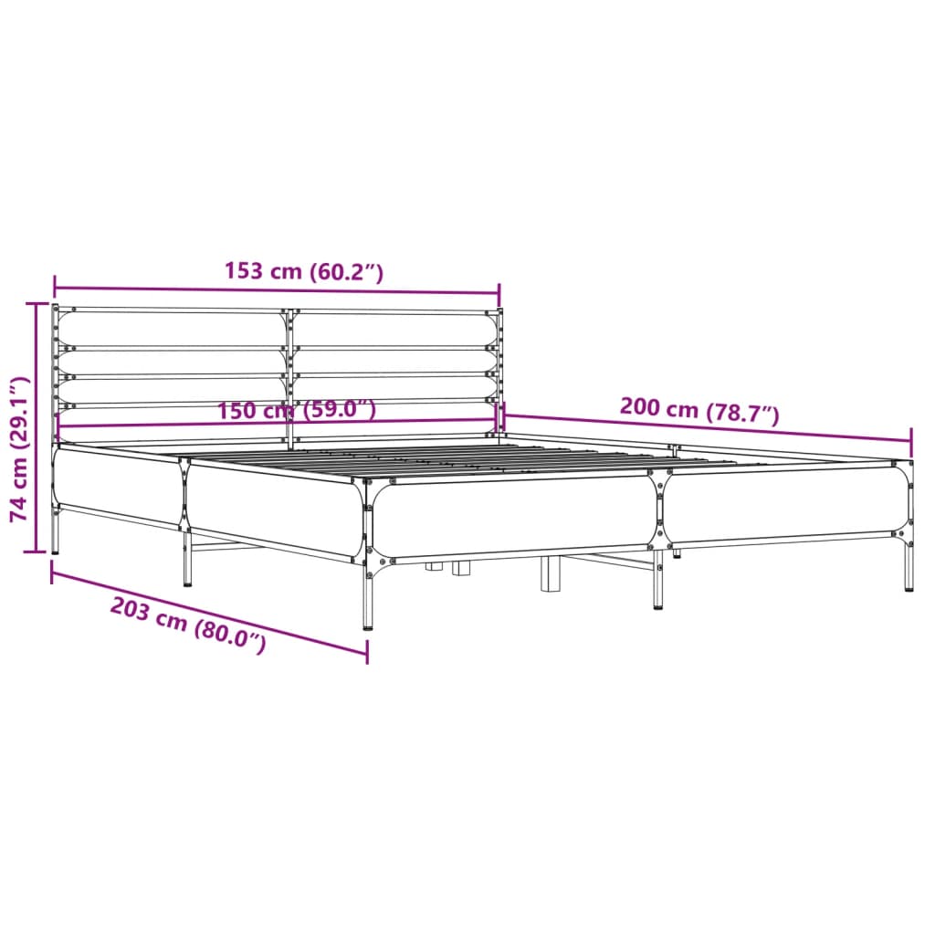 Cadre de lit sans matelas chêne marron 150x200 cm - XIOS