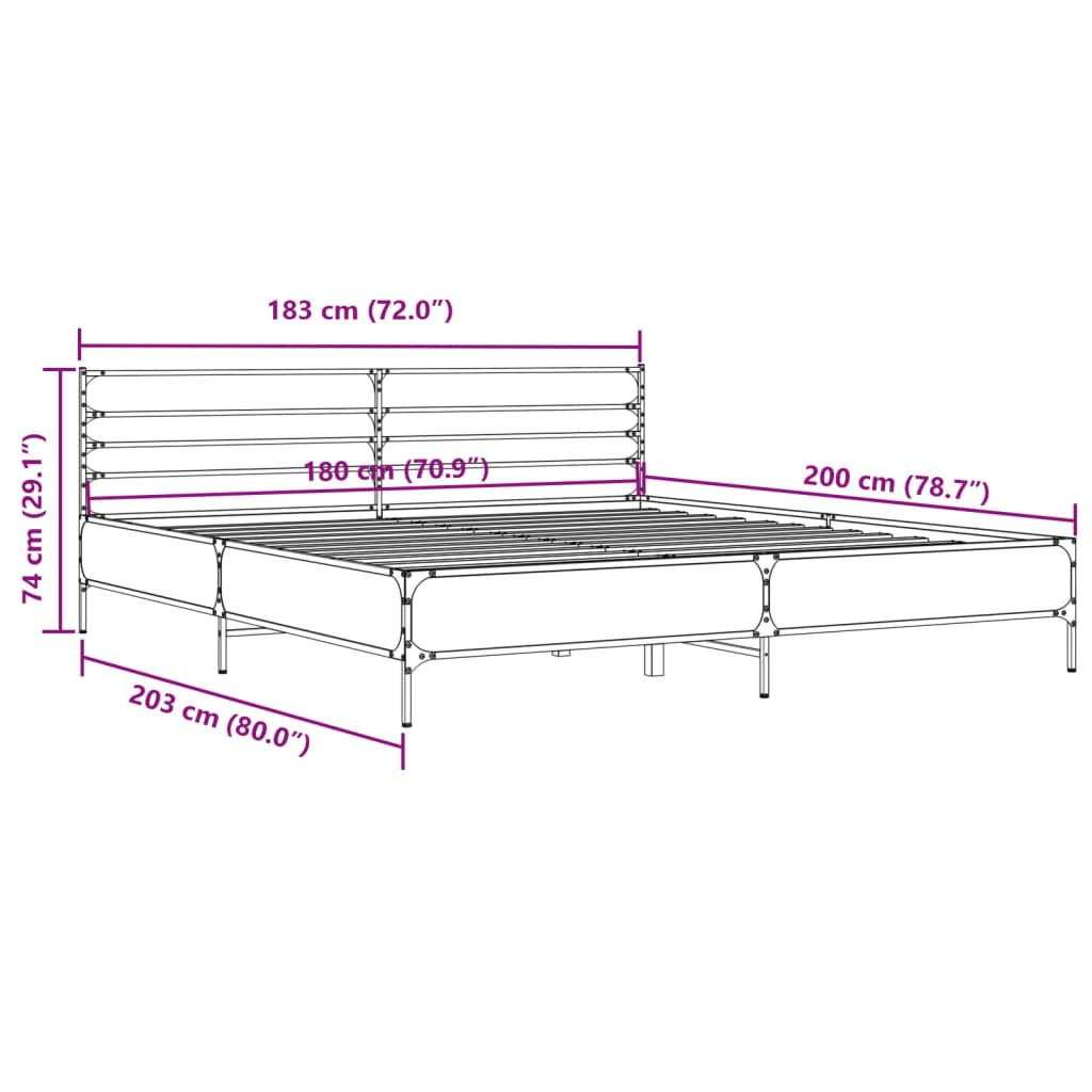 Cadre de lit sans matelas chêne fumé 180x200 cm - XIOS
