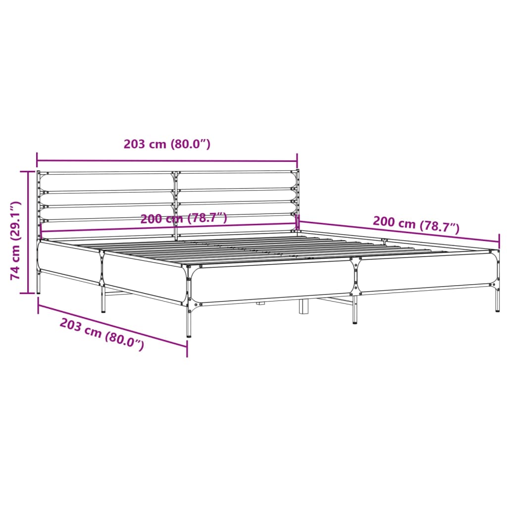 Cadre de lit sans matelas sonoma gris 200x200 cm - XIOS