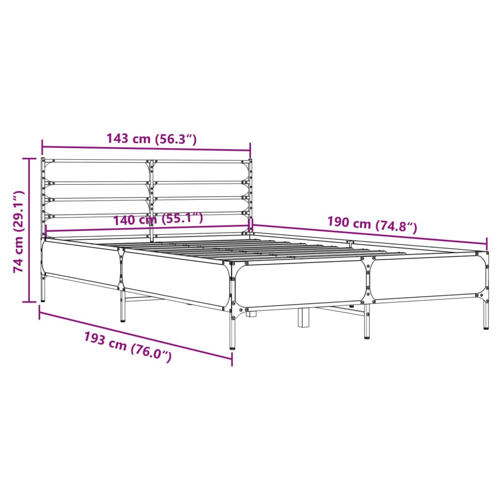 Cadre de lit sans matelas chêne marron 140x190 cm - XIOS