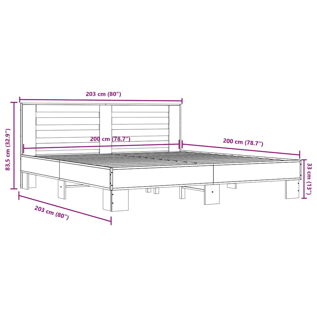 Cadre de lit sans matelas chêne sonoma 200x200 cm - XIOS