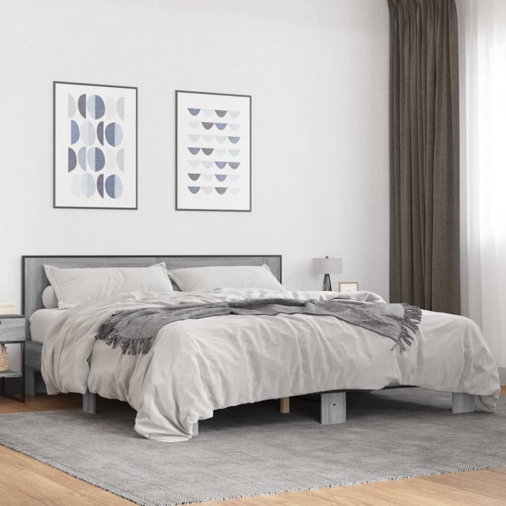 Cadre de lit sans matelas sonoma gris 200x200 cm - XIOS