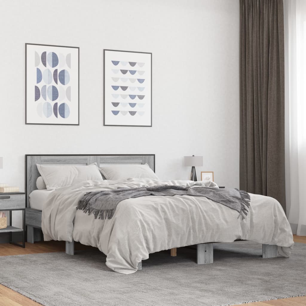 Cadre de lit sans matelas sonoma gris 140x200 cm - XIOS
