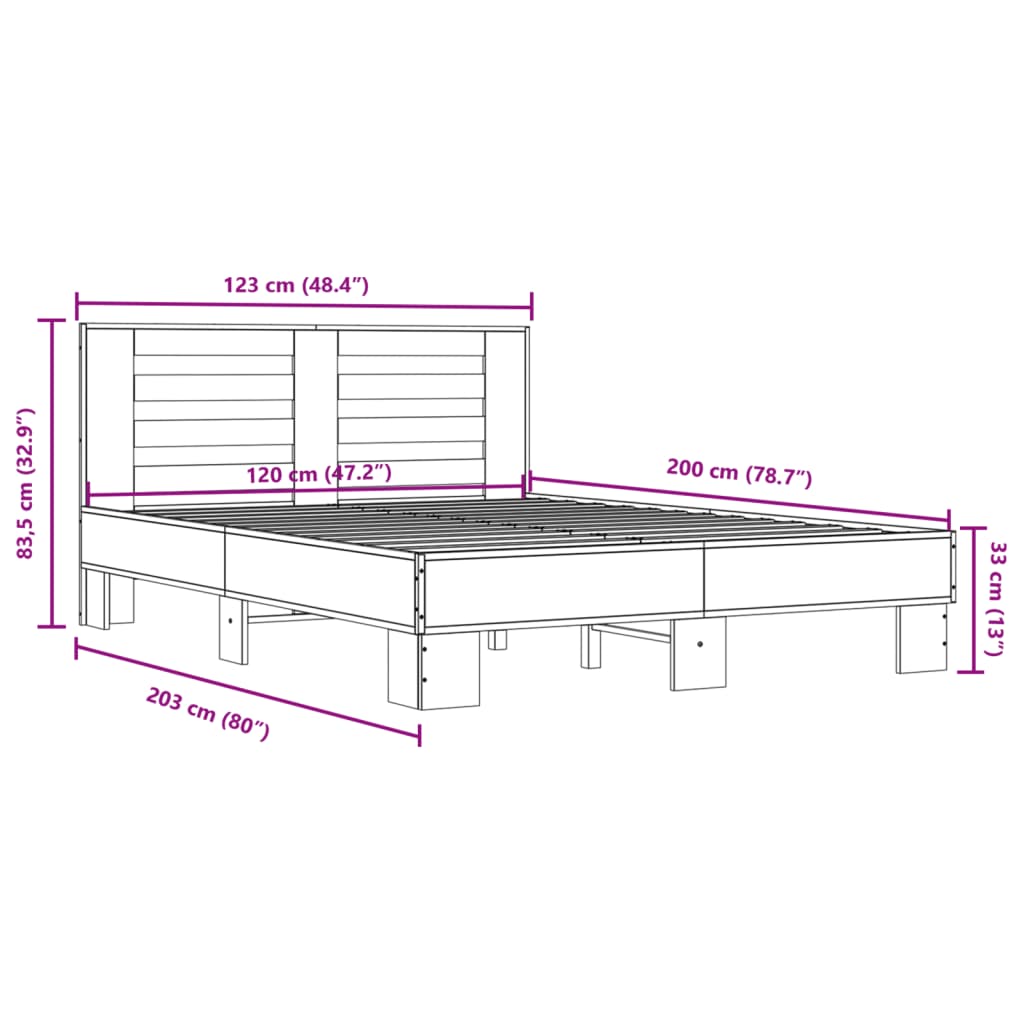 Cadre de lit sans matelas chêne fumé 120x200 cm - XIOS