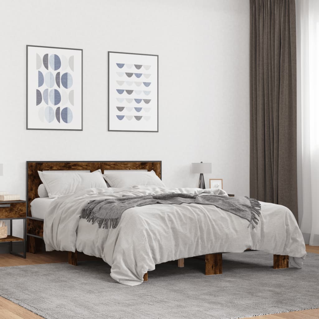 Cadre de lit sans matelas chêne fumé 135x190 cm - XIOS