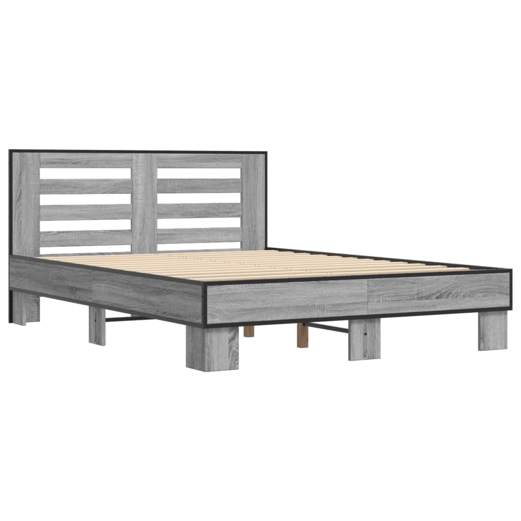 Cadre de lit sans matelas sonoma gris 135x190 cm