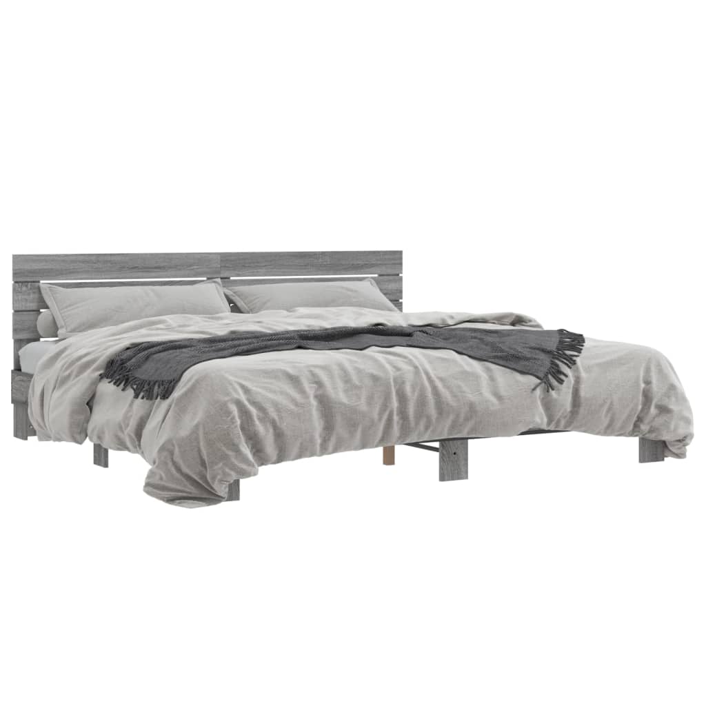 Cadre de lit sans matelas sonoma gris 200x200 cm