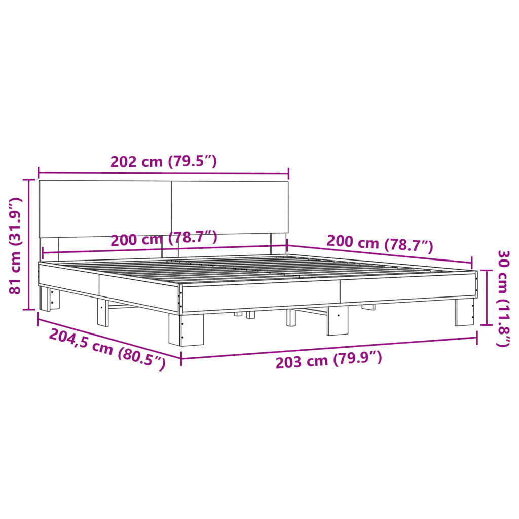Cadre de lit sans matelas chêne sonoma 200x200 cm - XIOS