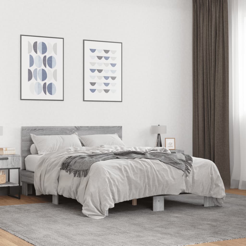Cadre de lit sans matelas sonoma gris 135x190 cm - XIOS